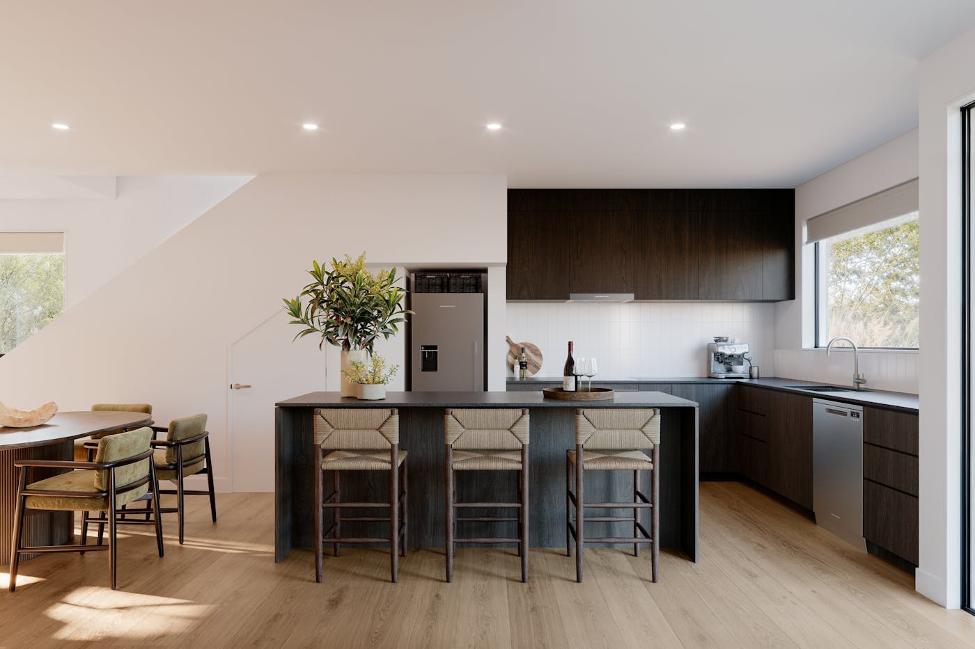 Kitchen interior with natural light and durable finishes